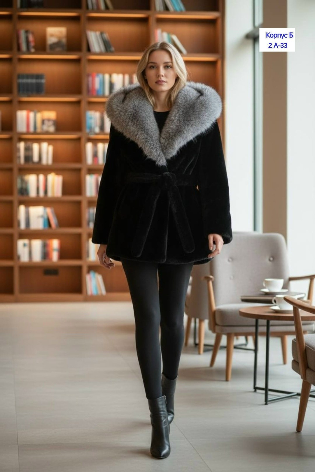 шуба из мутона с капюшоном, отделка блюфрост,шуба из мутона,мутоновая шуба с чернобуркой,мутоновая шуба с песцовым воротником,шуба с песцовым воротником