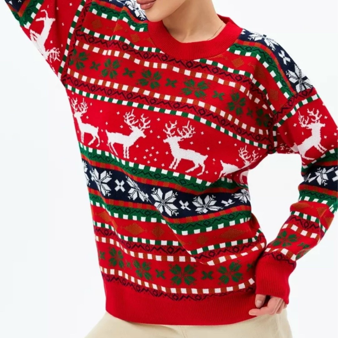 свитер женский с новогодним принтом saltrendy,новогодний вязаный свитер оверсайз с принтом олени saltrendy,свитер новогодний оверсайз с оленями вязаный джемпер fashionsofi,свитер t&th новогодний,свите