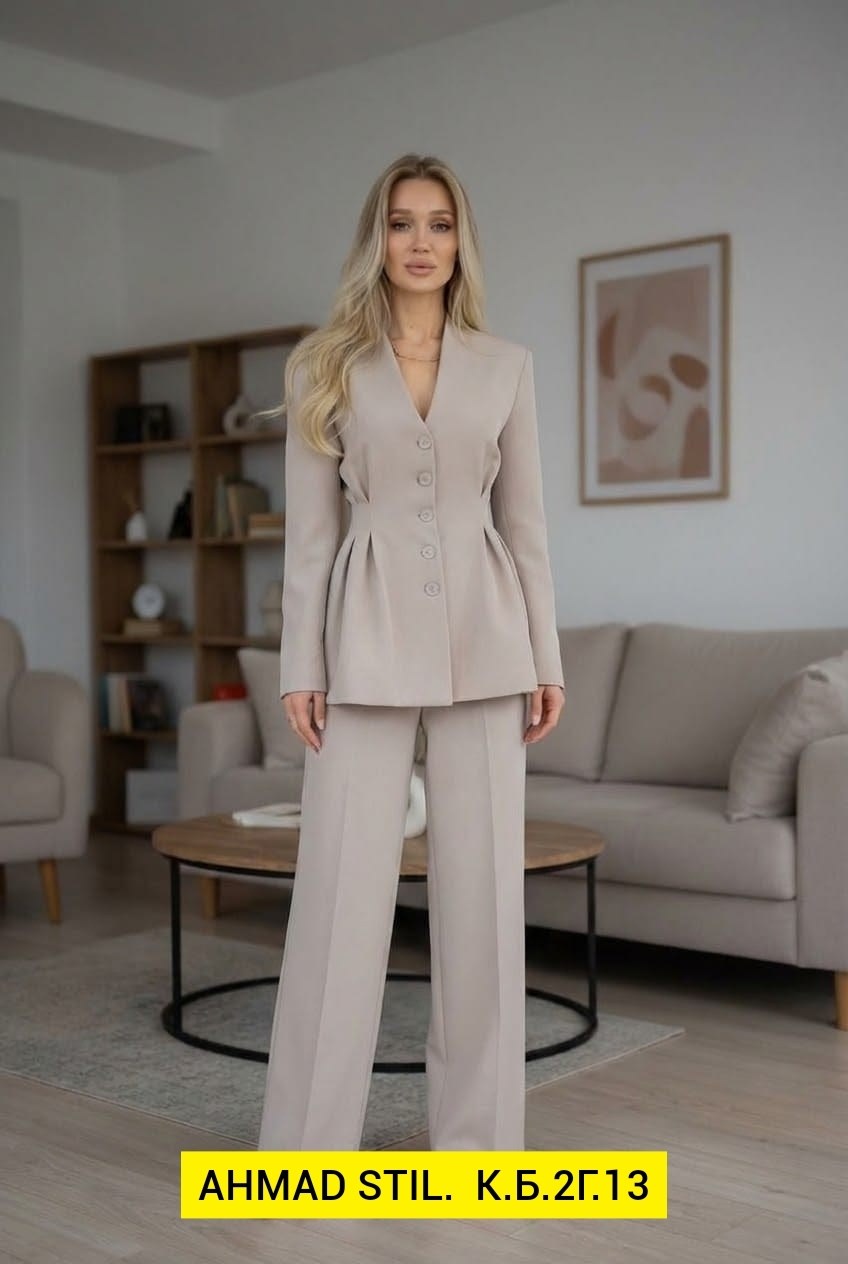 женский бежевый брючный костюм,костюм женский брючный,костюм брючный,брючный костюм 916к бежевый,брючный костюм 916к