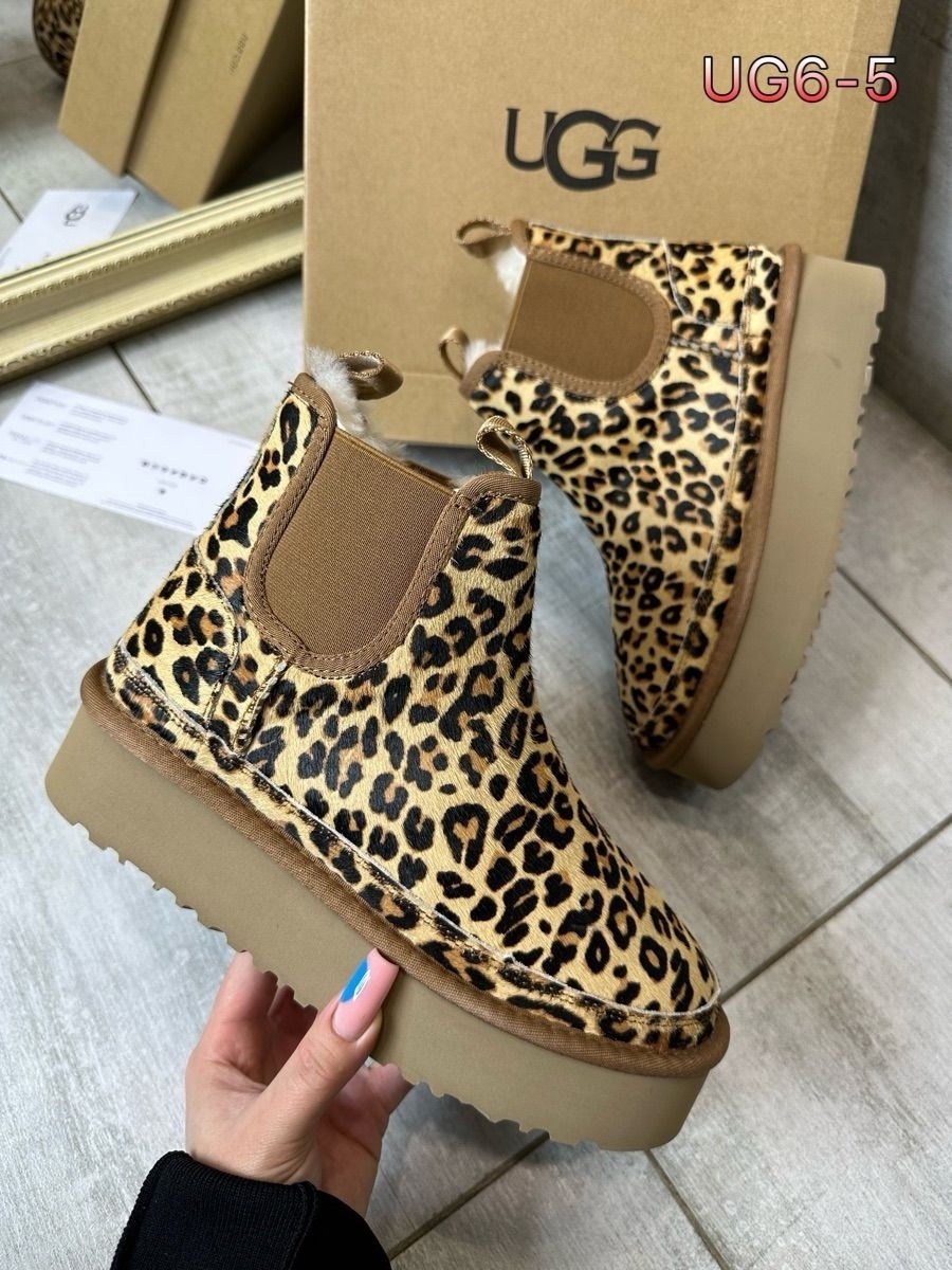 угги ugg с натуральным мехом premium shoes цвет леопардовый,леопардовые угги,ugg женские угги леопардовые на платформе,ugg леопардовые,угги ugg с натуральным мехом premium shoes