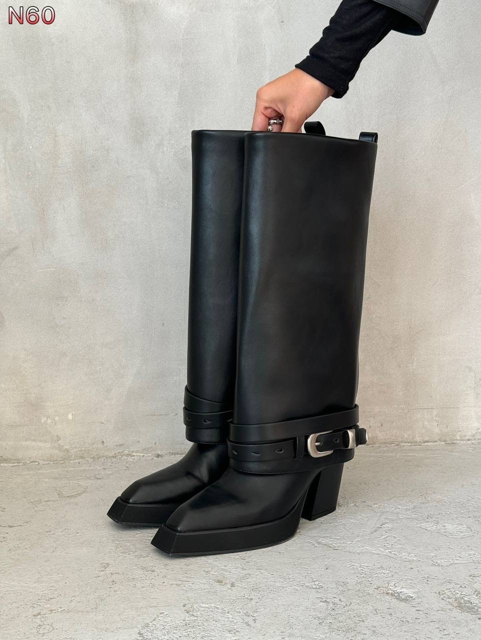 сапоги эко кожа, женская сапоги эко кожа,сапоги казаки демисезонные с широким голенищем и ремешком tm diamond цвет черный,сапоги женские эко кожа,сапоги демисезонные на каблуке magic heels