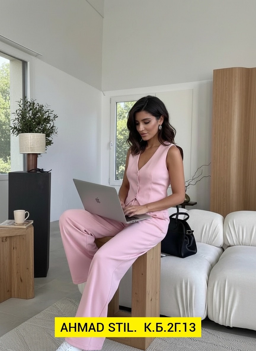 костюм с жилеткой и брюками палаццо розовый logacheva,костюм женский брючный с жилетом,брючный костюм с жилетом,брючный костюм,женский брючный костюм