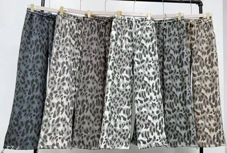 брюки леопардовые,брюки палаццо леопардовые женский,брюки широкие,брюки с леопардовым принтом,женские брюки phumee с леопардовым принтом