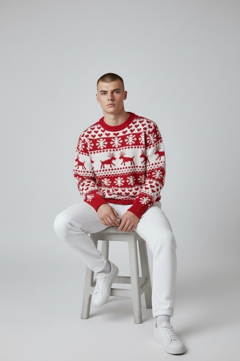 новогодний джемпер,новогодние свитера,мужской свитер с оленем,джемпер с узорами,свитер