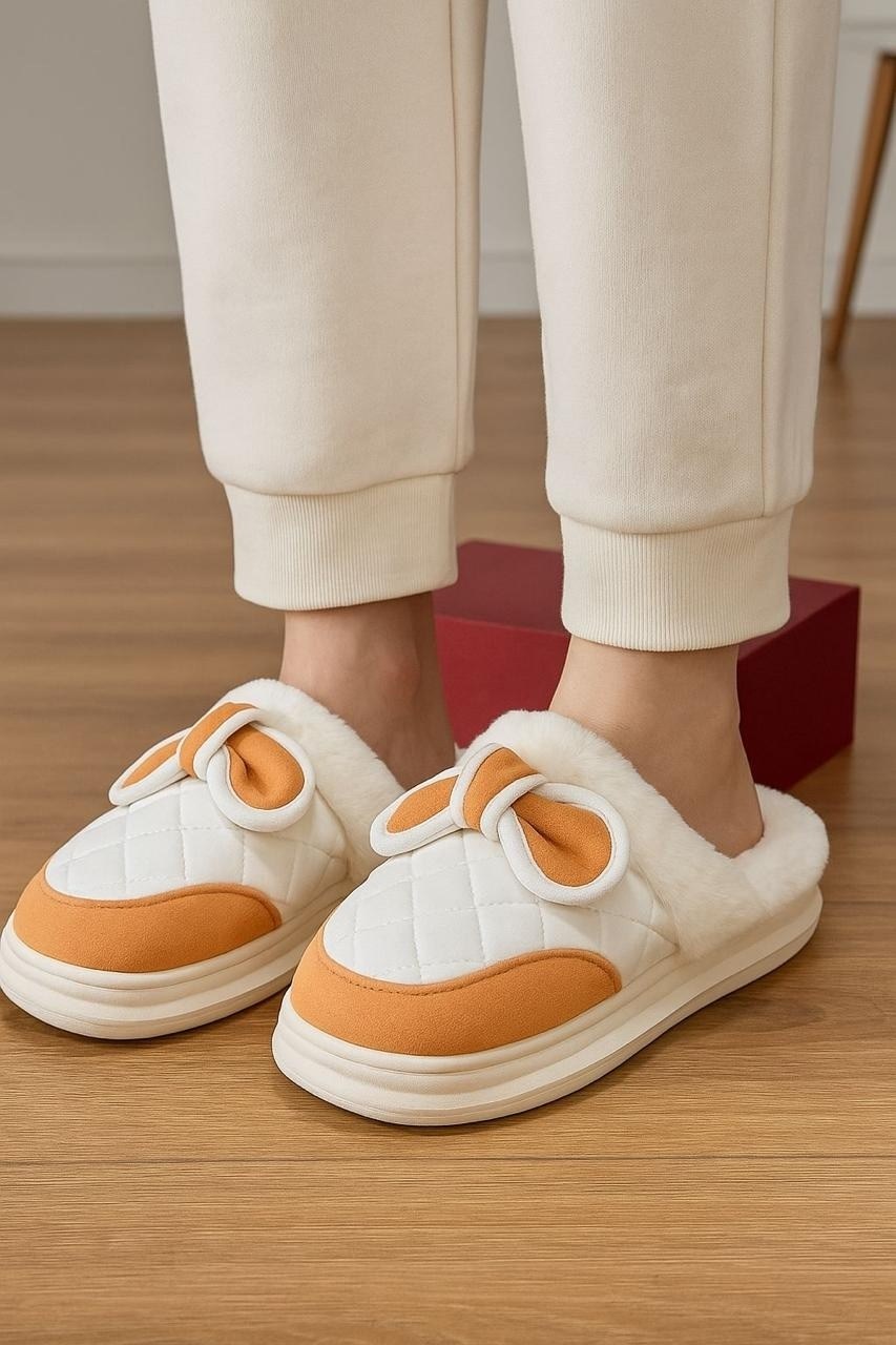 тапочки домашние женские,домашние тапочки,женские теплые домашние тапочки-ботинки с бантом,тапочки модные,тапочки женские