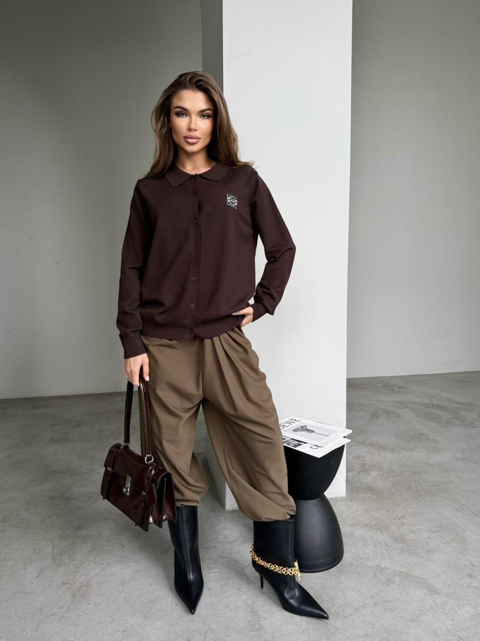 джемпер emberens,женская кофта,коричневый джемпер,кардиган на пуговицах,кардиган женский