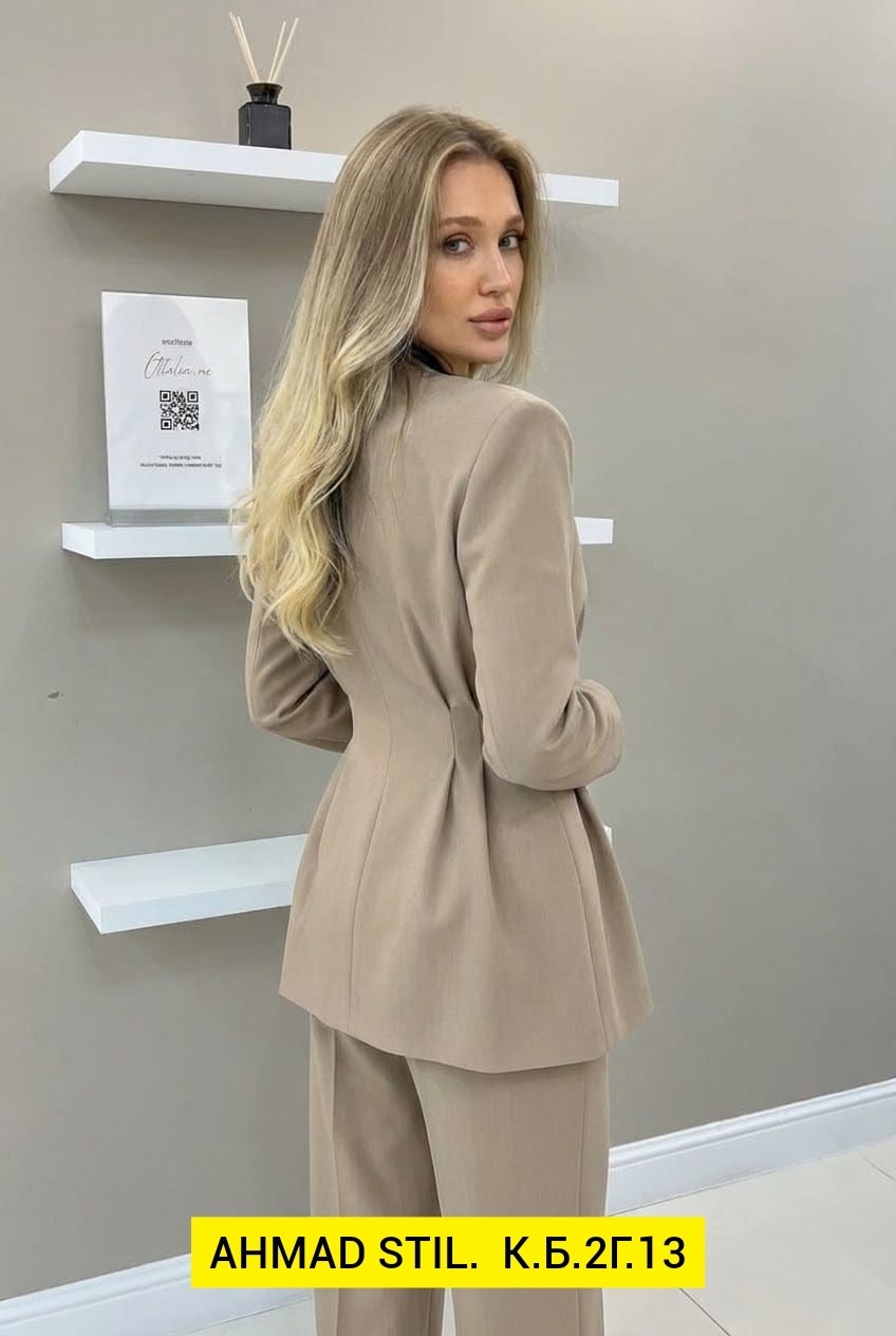 женский бежевый брючный костюм,костюм женский брючный,костюм брючный,брючный костюм 916к бежевый,брючный костюм 916к