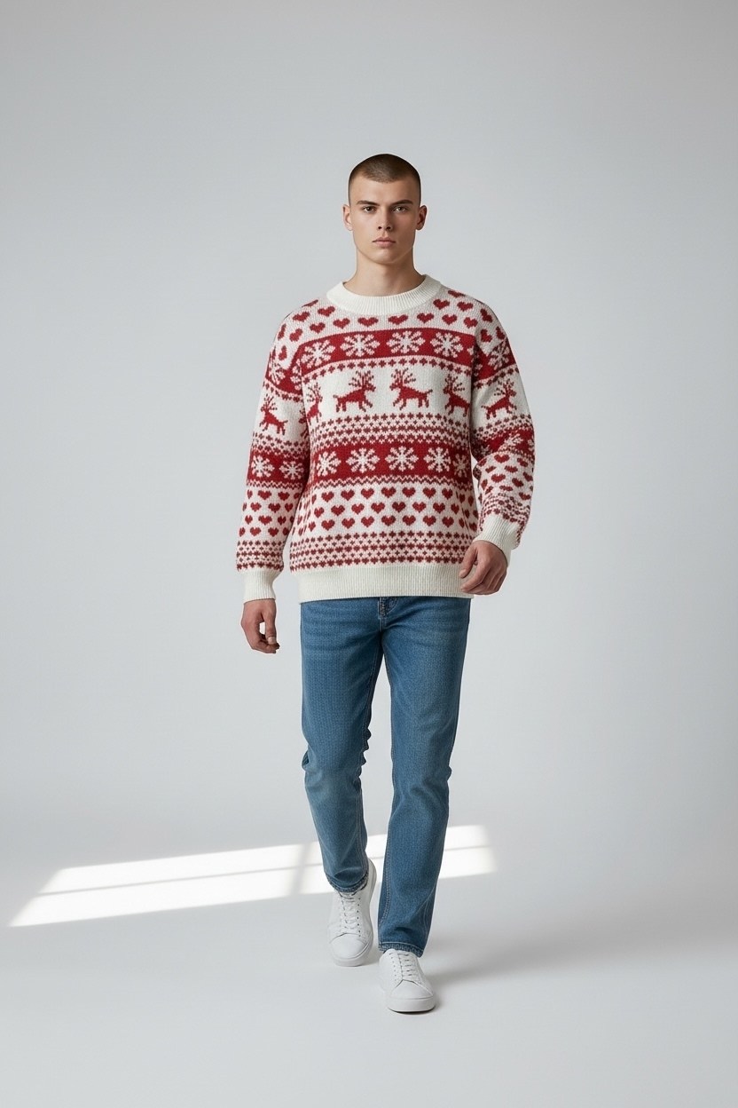 новогодний джемпер,новогодние свитера,мужской свитер с оленем,джемпер с узорами,свитер