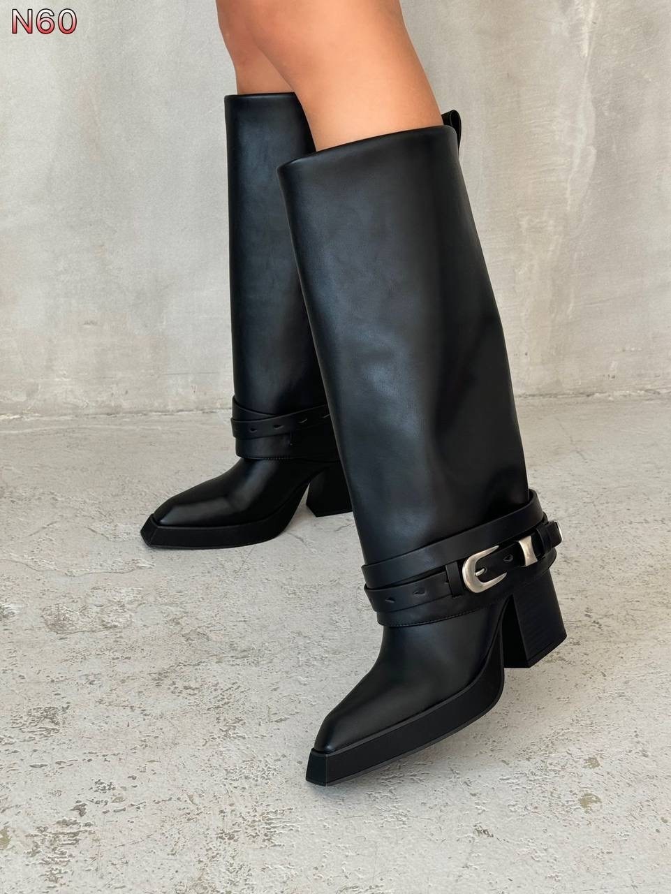 сапоги эко кожа, женская сапоги эко кожа,сапоги казаки демисезонные с широким голенищем и ремешком tm diamond цвет черный,сапоги женские эко кожа,сапоги демисезонные на каблуке magic heels