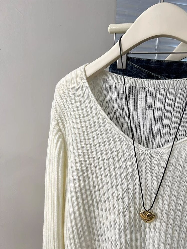 женский трикотажный свитер с v образным вырезом,женский свободный пуловер ardm,женский свитер,модный женский свитер,свитер модный