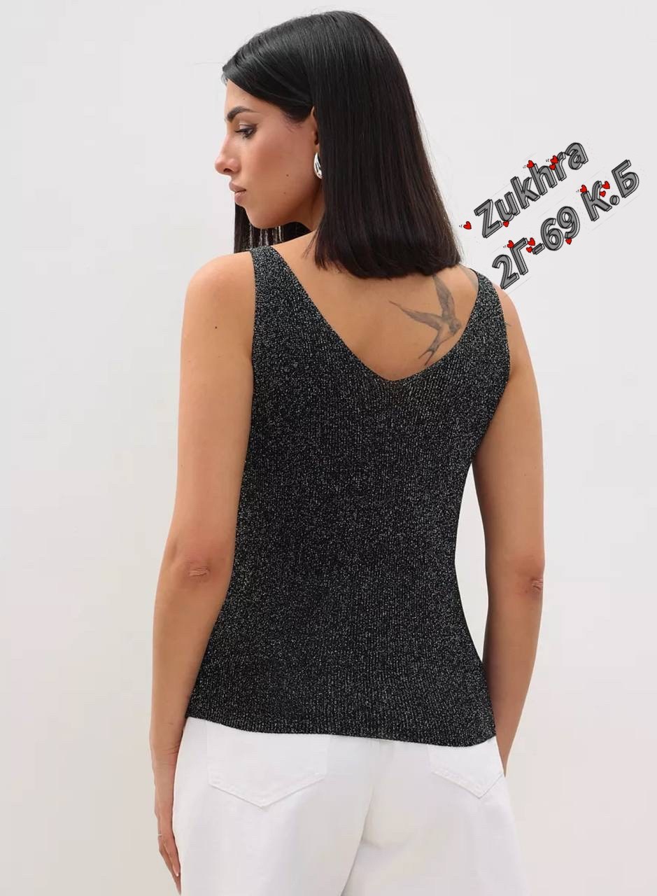 топ женский,топ с люрексом,вязаная майка,вечерний топ,топ майка со стразами блестящая fashionsofi цвет светло-серый
