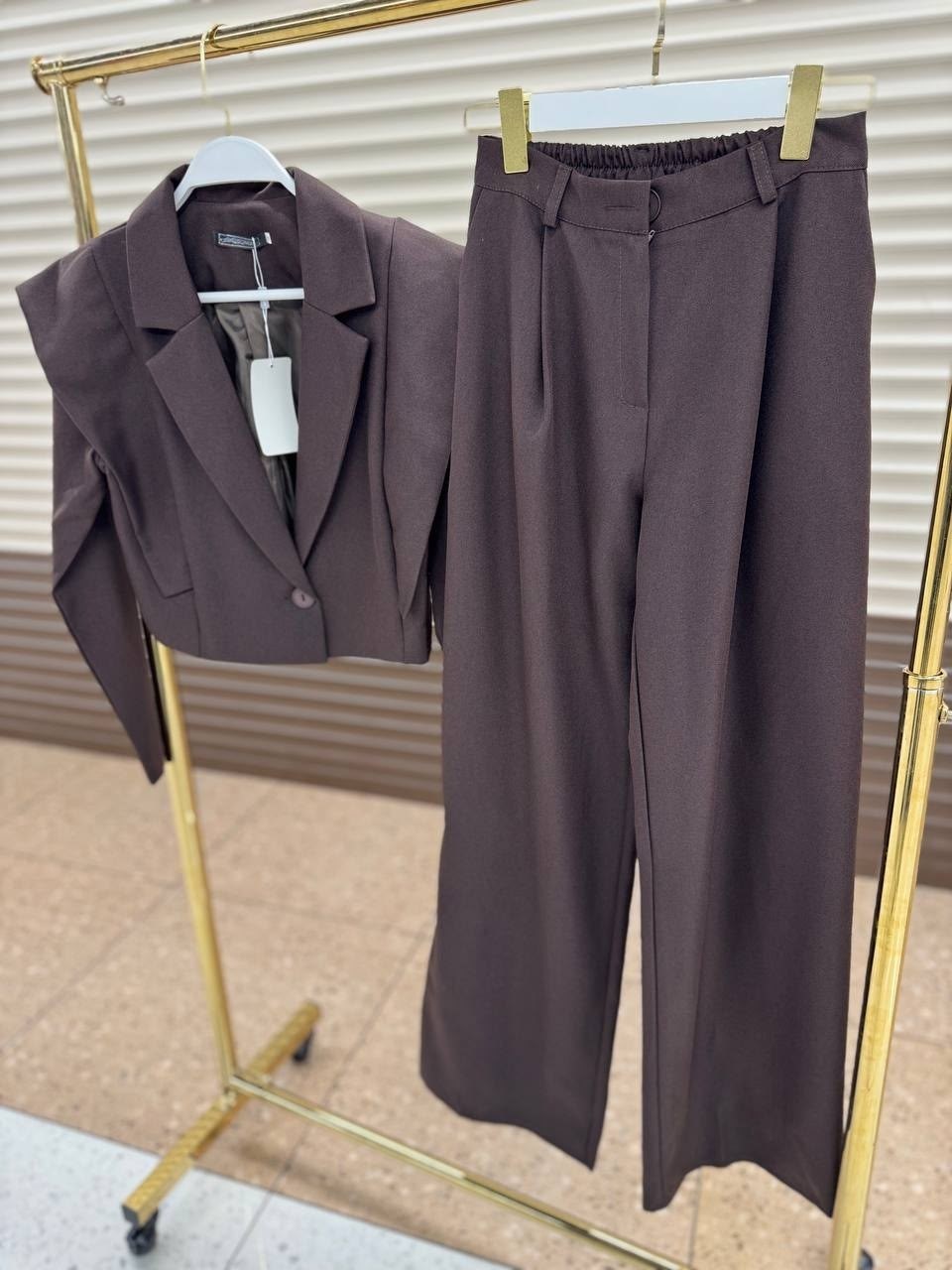брючный костюм женский,костюм брючный,костюм женский с брюками палаццо,женский костюм брюки,костюм двойка брюки палаццо + укороченный пиджак