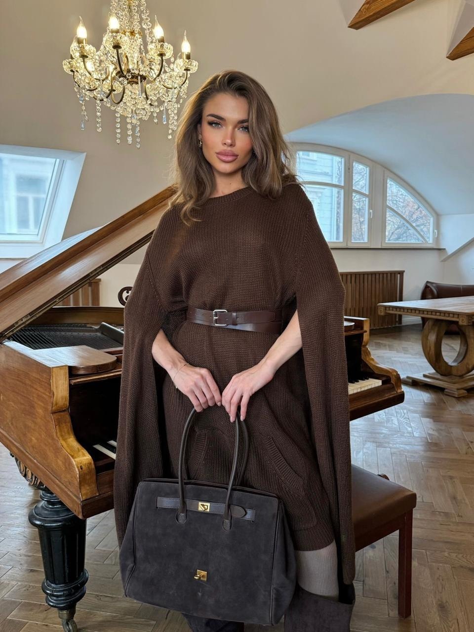 женское пончо,пончо,свитер оверсайз вязаный теплый,пальто пончо colins,кейп пончо с поясом rys in 261975123