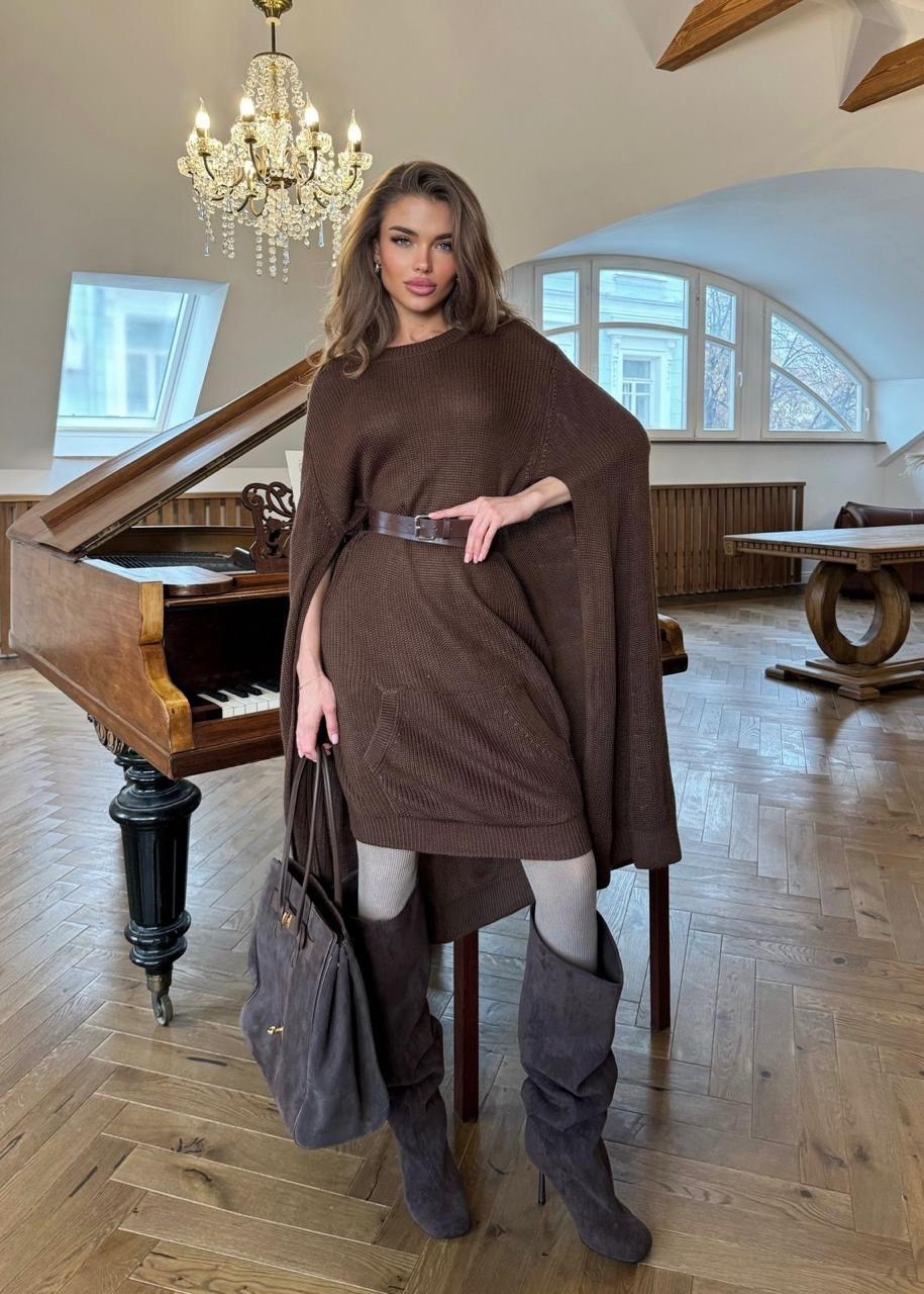 женское пончо,пончо,свитер оверсайз вязаный теплый,пальто пончо colins,кейп пончо с поясом rys in 261975123