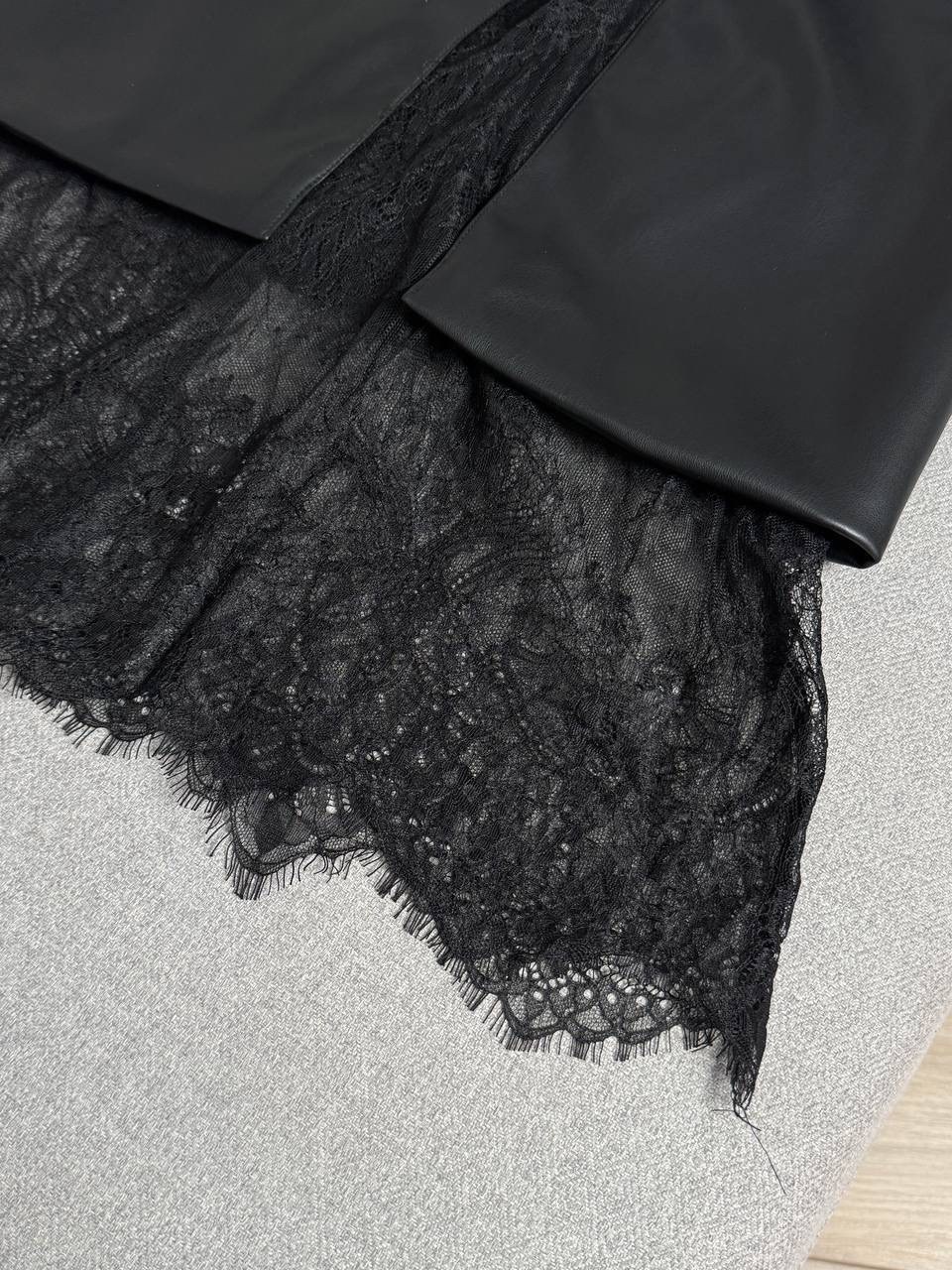 юбка кожаная,юбка из экокожи,кожаная юбка с кружевом,юбка,кружевная юбка