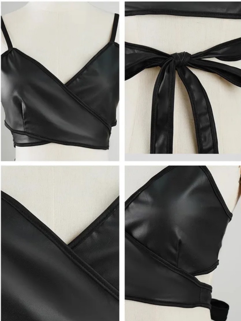 кожаный топик женский,кожаный топ бра,кожаный топ,лифчик из искусственной кожи,бюстье