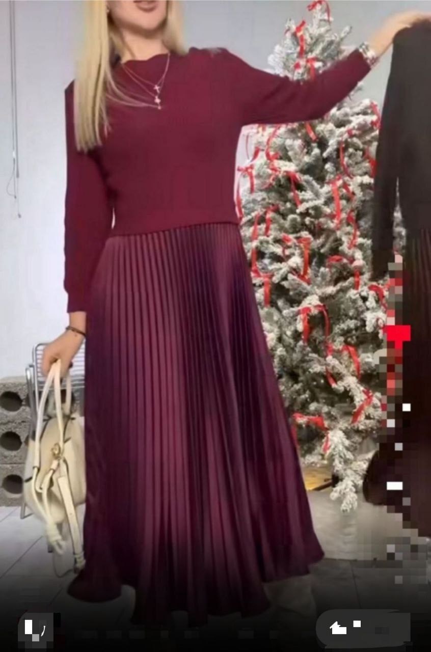 женское платье макси элегантное вязаное платье-свитер с плиссированной юбкой,юбка макси плиссе плиссированная,костюм с плиссированной юбкой,костюм трикотажный с юбкой плиссе syrup,теплое асимметричное