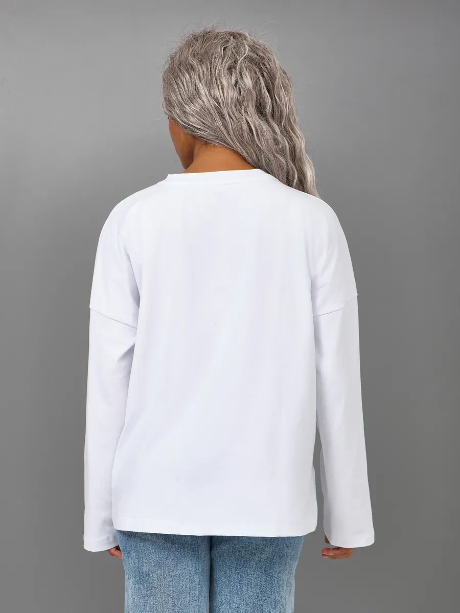 лонгслив оверсайз базовый хлопок utopia wear,лонгслив оверсайз базовый хлопок utopia wear цвет белый,лонгслив оверсайз базовый хлопок,лонгслив женский белый длинный хлопок эластан оверсайз однотонный