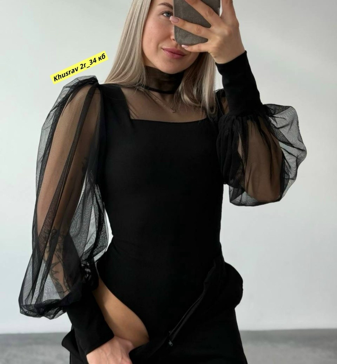 боди женское,блузка боди с длинным рукавом сетка sheilas цвет черный,боди с длинным рукавом,черное боди с длинным рукавом,боди с прозрачными рукавами