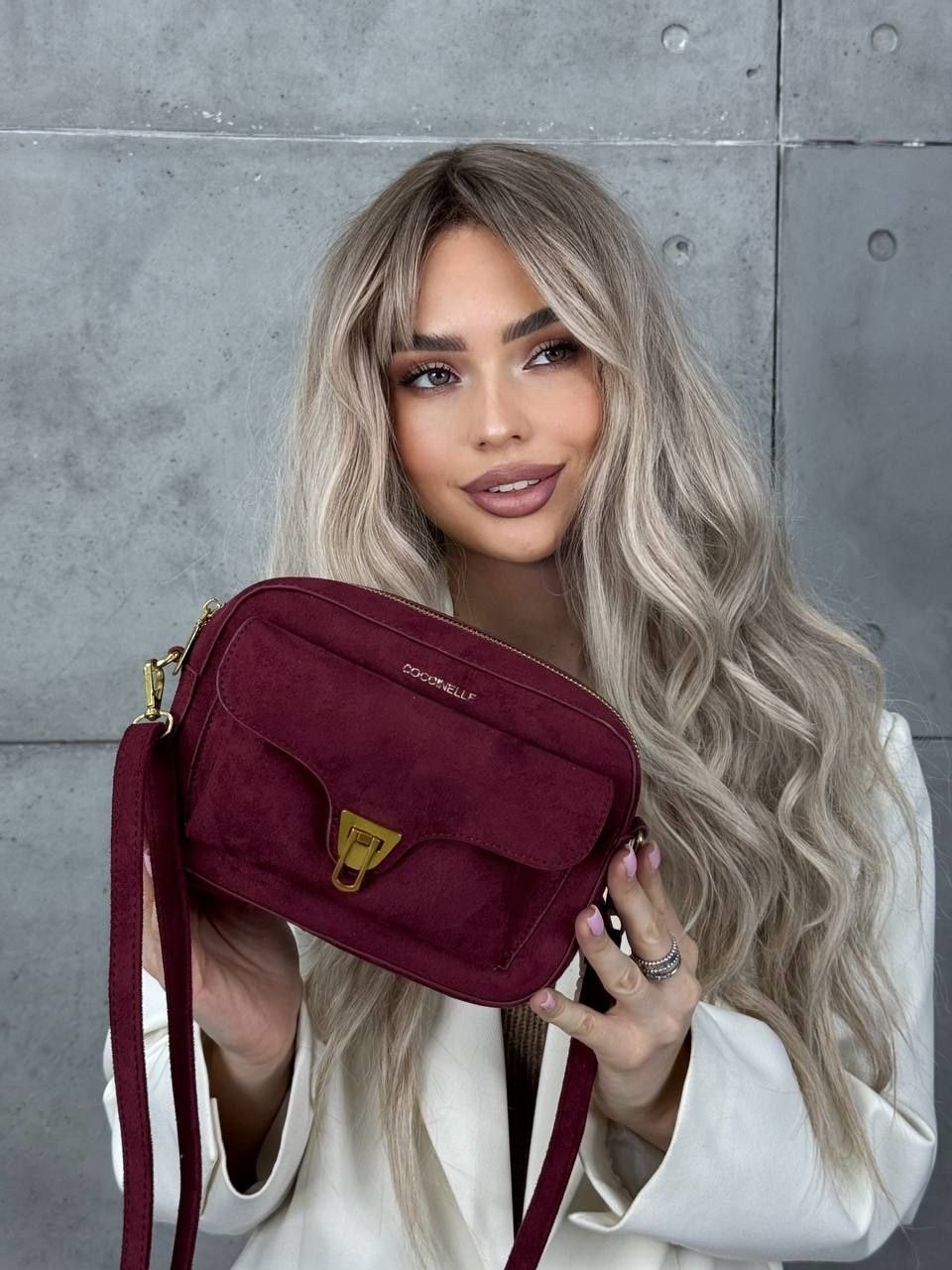 замшевая сумка,сумка,женская сумка,coccinelle arlettis suede,сумка coccinelle серая замша