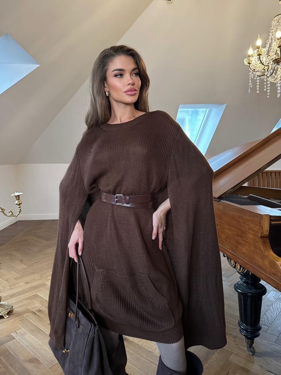 женское пончо,пончо,свитер оверсайз вязаный теплый,пальто пончо colins,кейп пончо с поясом rys in 261975123