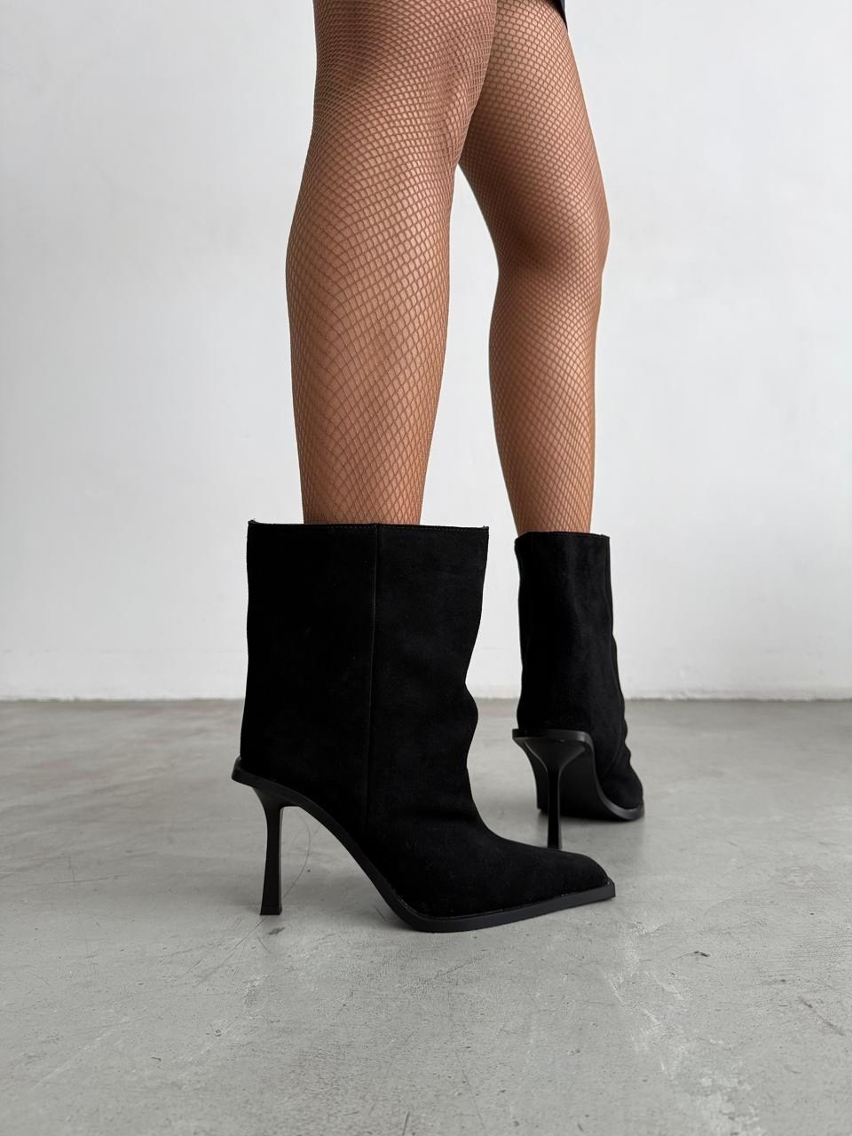 ботильоны демисезонные на каблуке шпильке londri,замшевые ботильоны,,полусапоги,женская