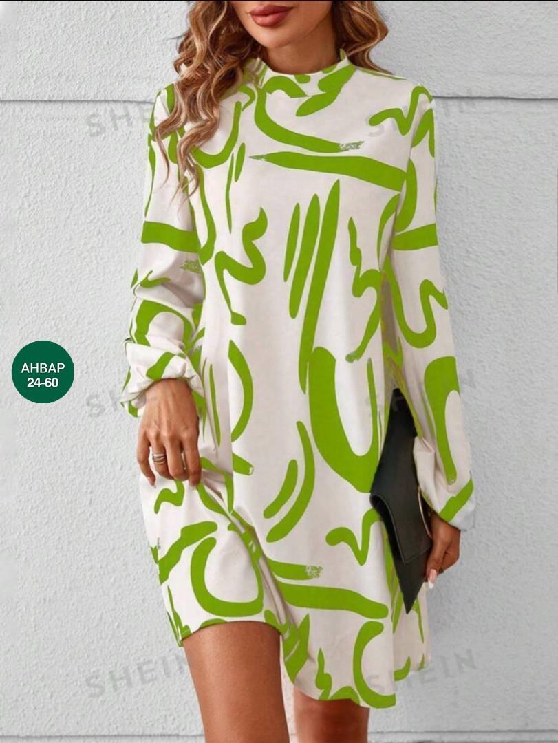 женское платье,модное платье,платье,женское платье с рукавами,платье с принтом