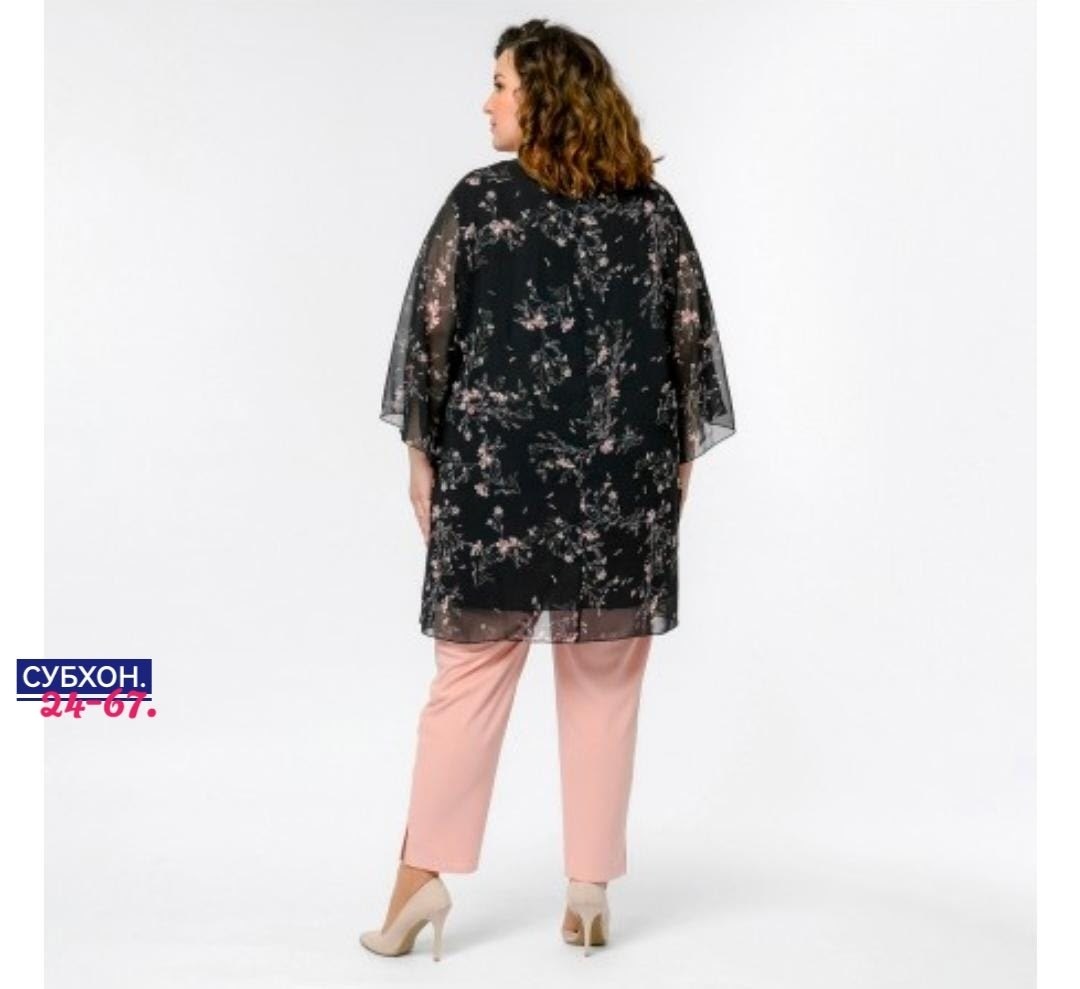 шифоновая туника больших размеров,туника свободная, шифон темно-синий, принт "синие цветы" больших размеров,туника свободная шифон темно-синий принт синие цветы,туника свободного кроя из полупрозрачно