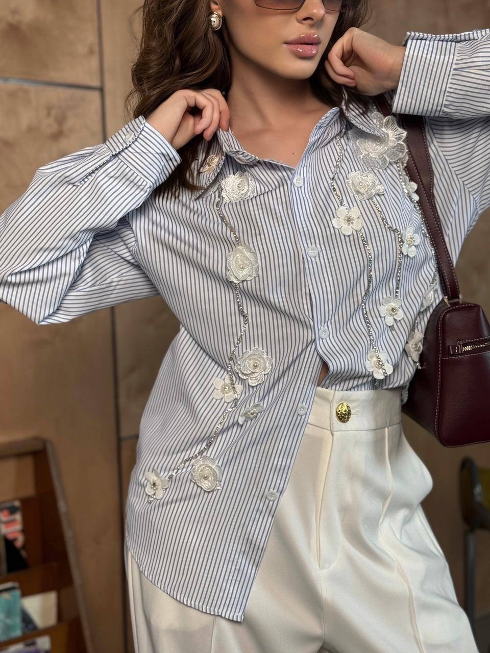 женская рубашка в полоску,рубашка женская,рубашка в полоску с вышивкой,рубашка в полоску,рубашка блузка