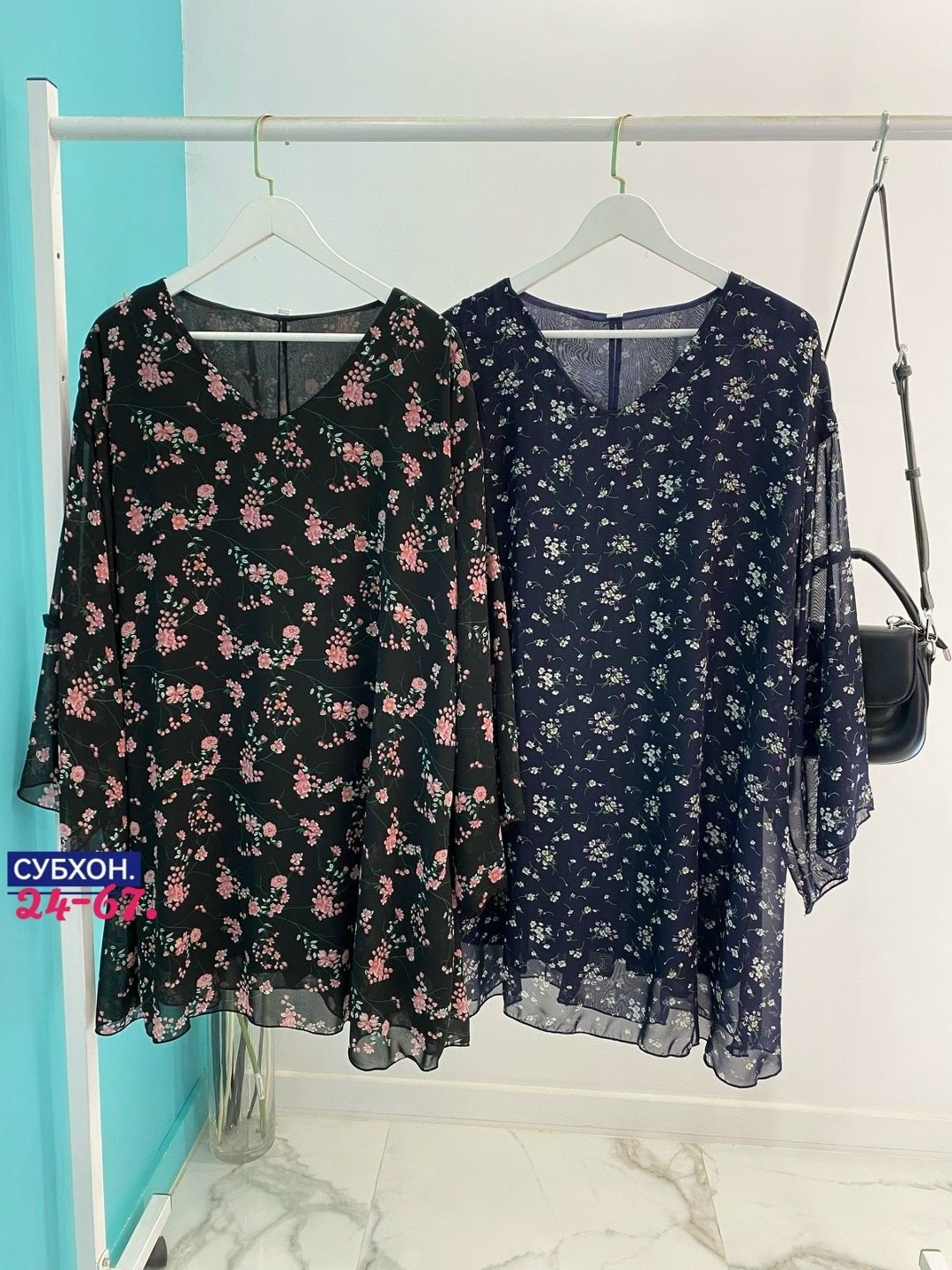 шифоновая туника больших размеров,туника свободная, шифон темно-синий, принт "синие цветы" больших размеров,туника свободная шифон темно-синий принт синие цветы,туника свободного кроя из полупрозрачно