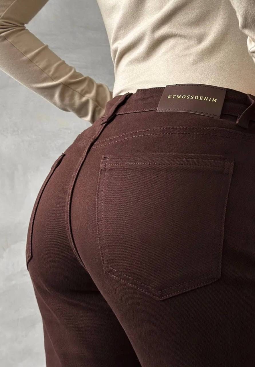 женские стрейчевые джинсы клеш,джинсы клеш,коричневые джинсы клеш,джинсы клеш женские,джинсы клеш с высокой посадкой