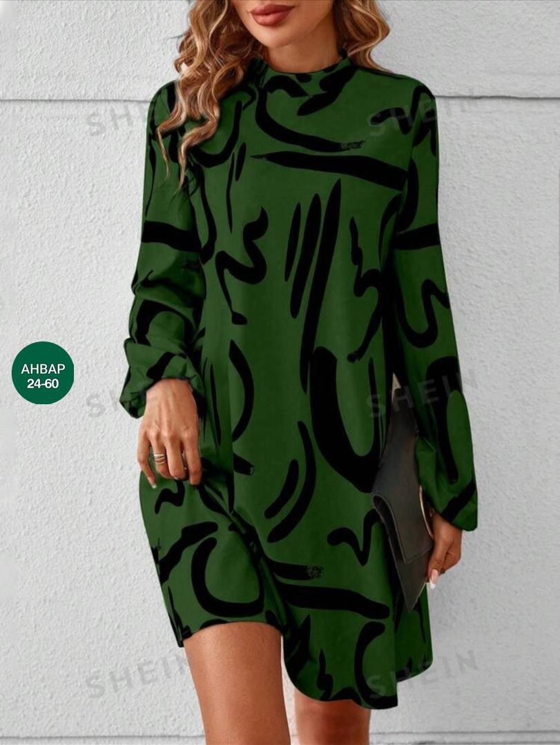 женское платье,модное платье,платье,женское платье с рукавами,платье с принтом