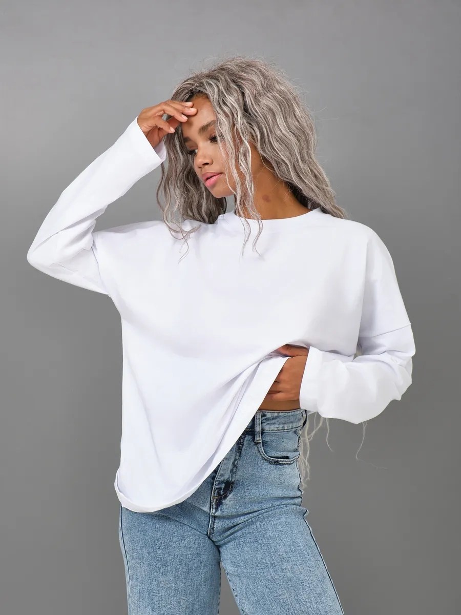 лонгслив оверсайз базовый хлопок utopia wear,лонгслив оверсайз базовый хлопок utopia wear цвет белый,лонгслив оверсайз базовый хлопок,лонгслив женский белый длинный хлопок эластан оверсайз однотонный