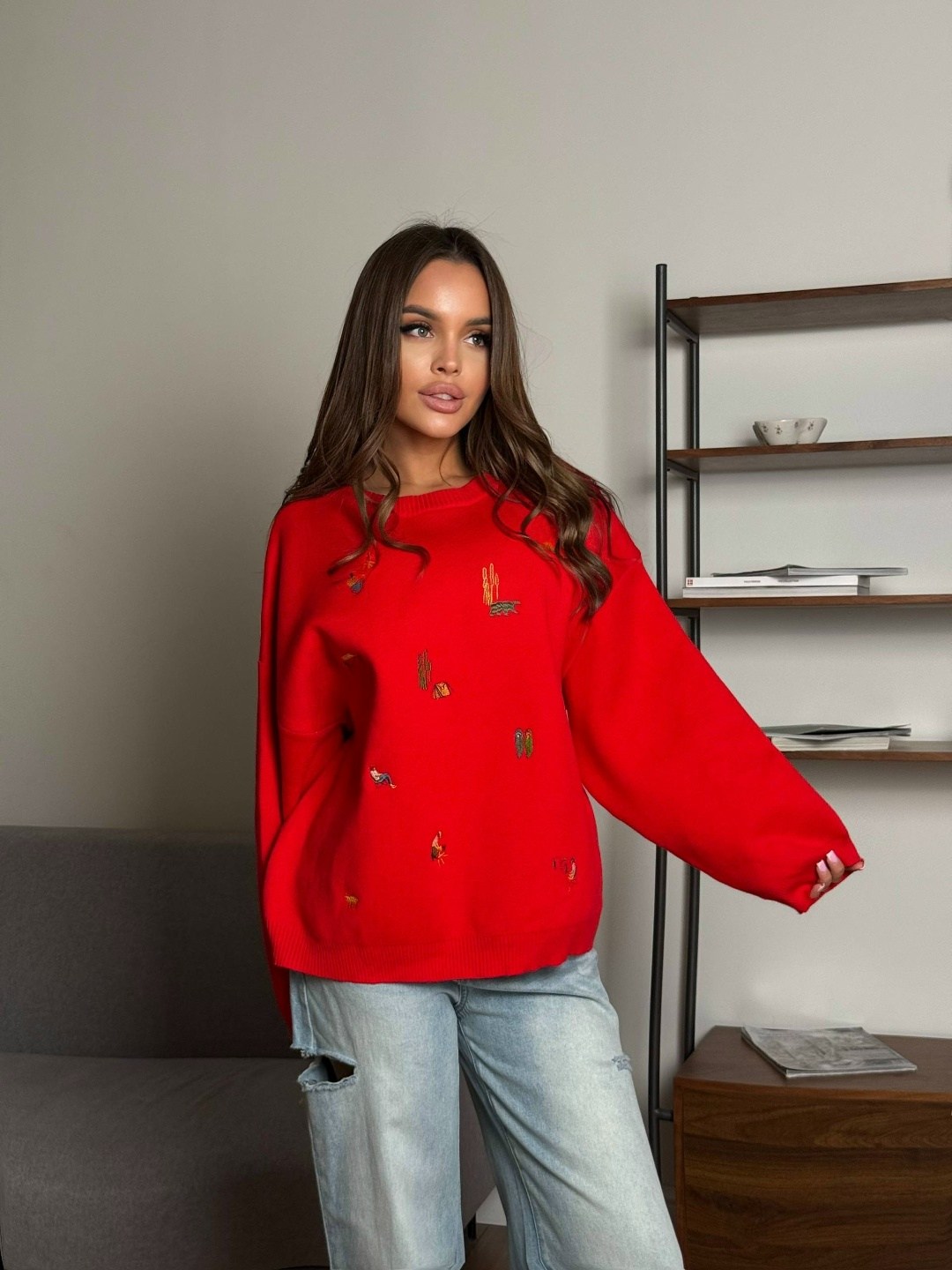 свитшот женская,свитер оверсайз вязаный теплый al&gl 523991964,женская кофта,свитер,свитер с горлом оверсайз nadi bordo