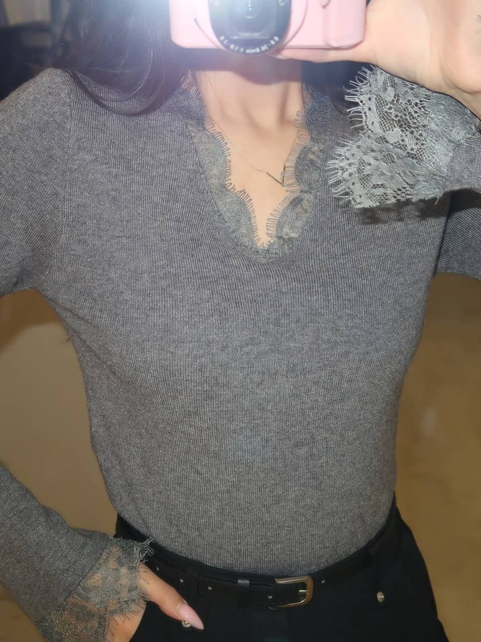 женская кофта,кофточка,кофточка женская,кружевная блузка,лонгслив из вискозы с кружевом noom loungewear