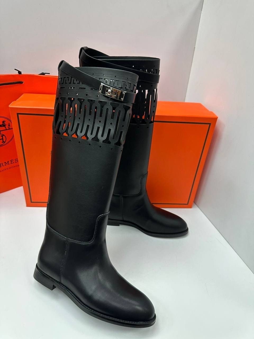 сапоги hermes,сапоги эрмес,сапоги hermes жокейские,сапоги hermes женские кожаные чёрного цвета,сапоги гермес