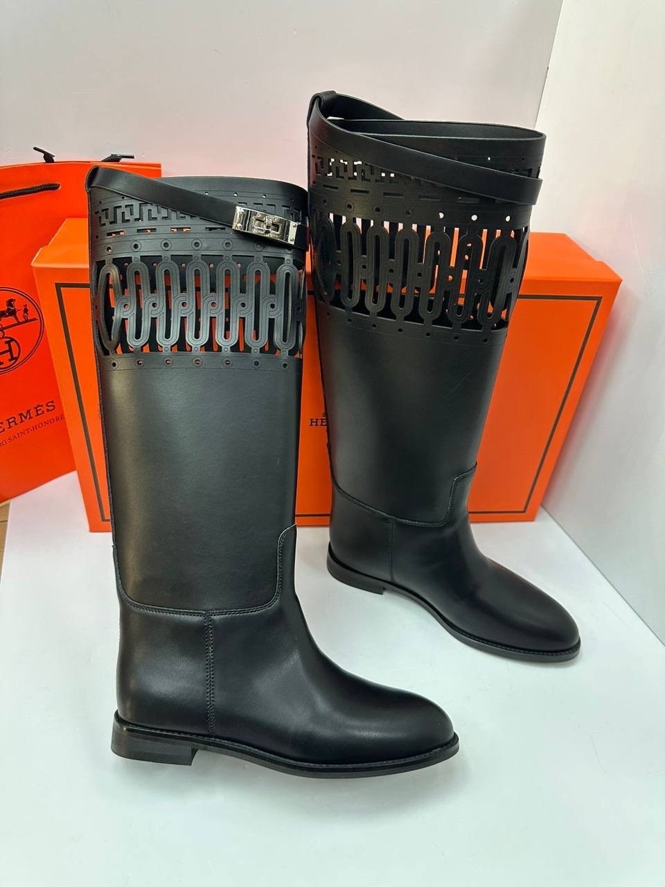 сапоги hermes,сапоги эрмес,сапоги hermes жокейские,сапоги hermes женские кожаные чёрного цвета,сапоги гермес