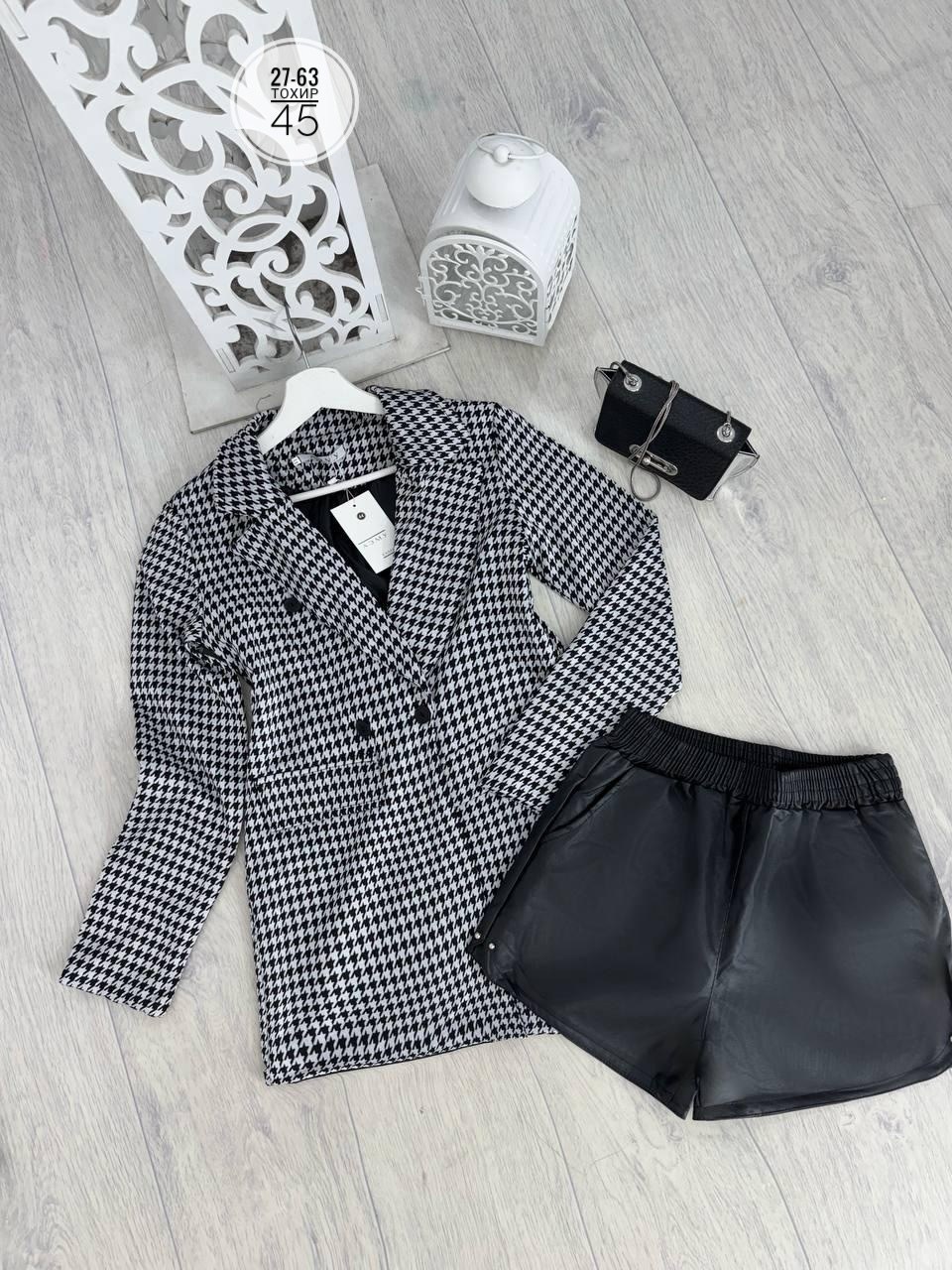 костюм двойка женская,женский костюм пиджак + шорты (принт гусиная лапка),костюм шорты и пиджак гусиная лапка,костюм двойка,твидовый костюм