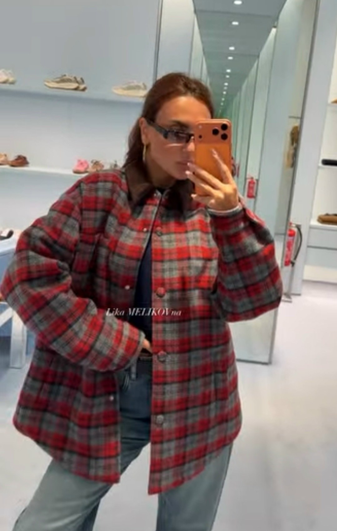 рубашка в клетку оверсайз со стразами perferita,теплая женская рубашка в клетку,клетчатая рубашка,женская рубашка в клетку,рубашка в клетку