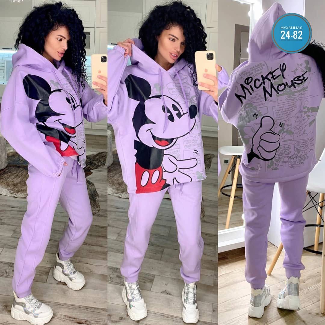 костюм с микки маусом,костюм на флисе,женский спортивный костюм на флисе микки,костюм теплый,костюм с микки