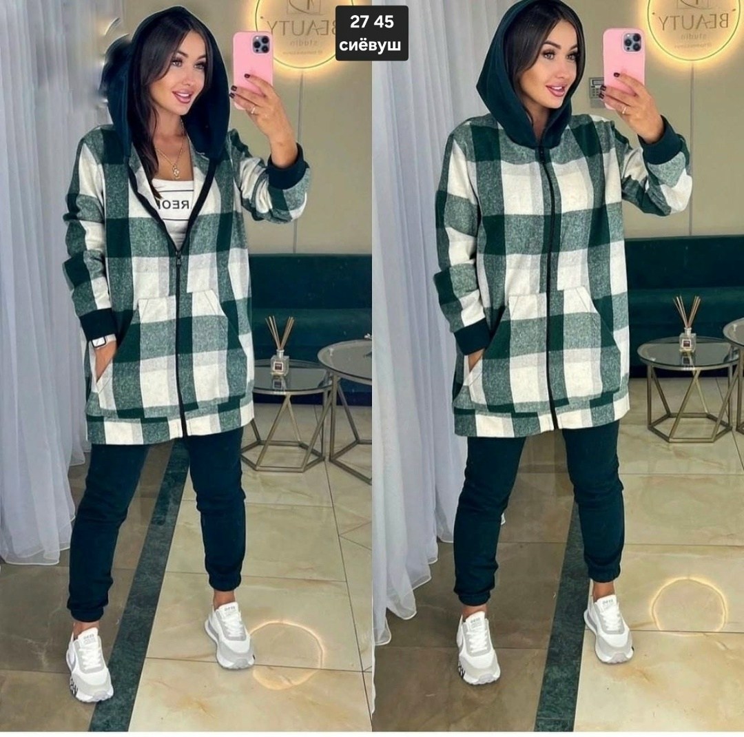 костюм женский,рубашка оверсайз теплая в клетку удлиненная amy store,женский костюм на флисе,спортивный женский костюм двойка на флисе в клетку,костюм женский ткань кашемир на флисе