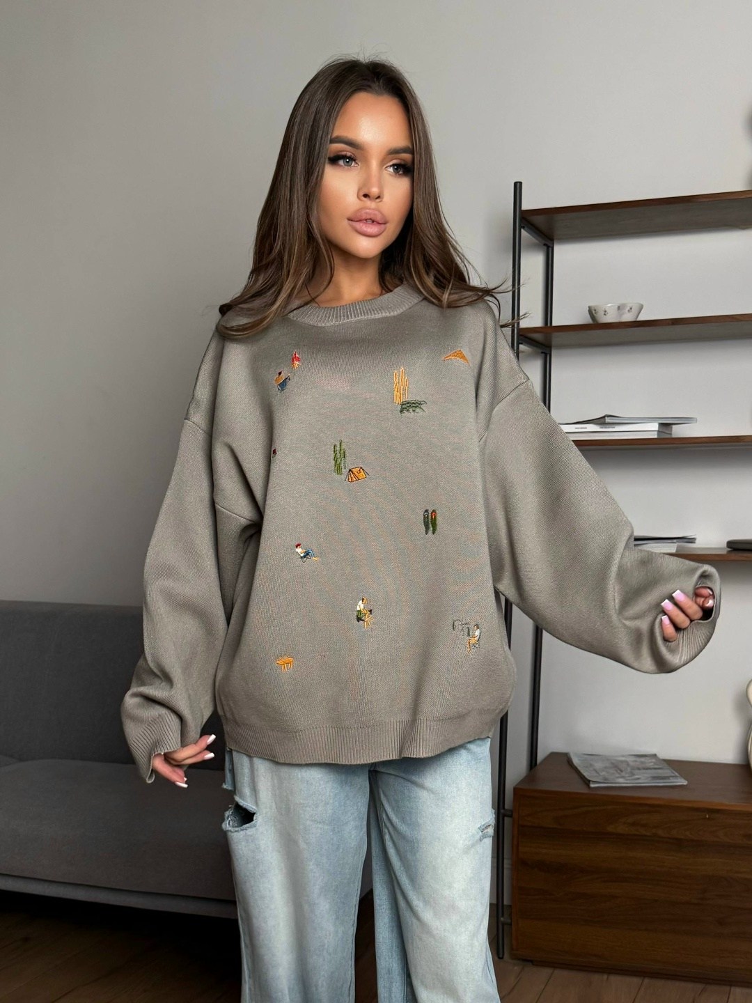 свитшот женская,свитер оверсайз вязаный теплый al&gl 523991964,женская кофта,свитер,свитер с горлом оверсайз nadi bordo