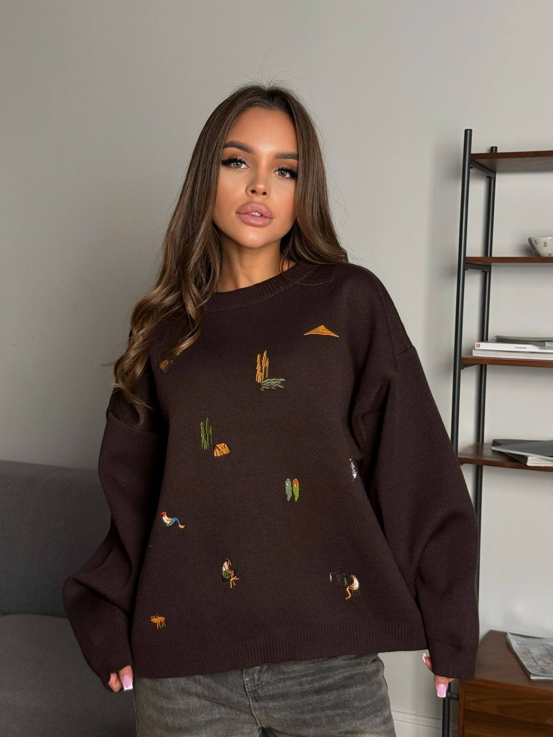 свитшот женская,свитер оверсайз вязаный теплый al&gl 523991964,женская кофта,свитер,свитер с горлом оверсайз nadi bordo