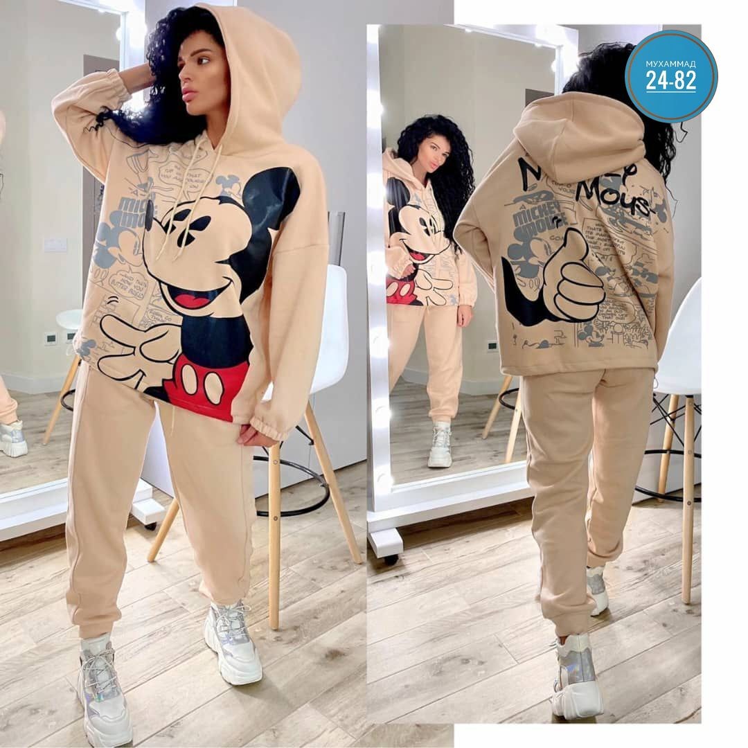 костюм с микки маусом,костюм на флисе,женский спортивный костюм на флисе микки,костюм теплый,костюм с микки