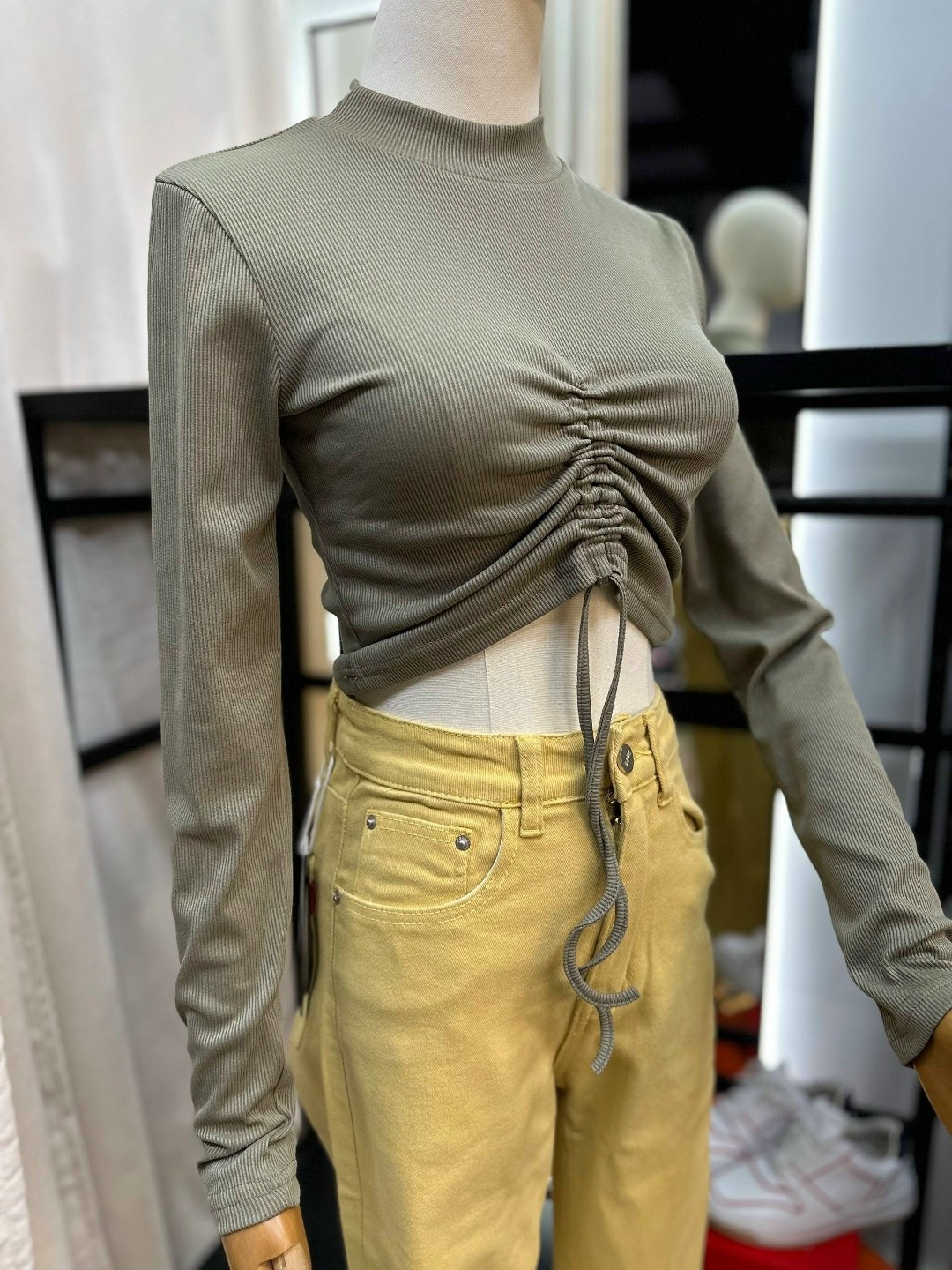 кофта с завязками,кроп топ,женские укороченные топы с длинным рукавом,модные топы,женская водолазка с длинными рукавом