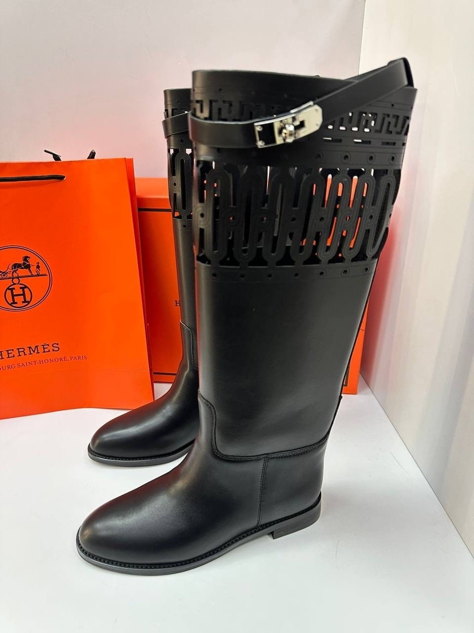 сапоги hermes,сапоги эрмес,сапоги hermes жокейские,сапоги hermes женские кожаные чёрного цвета,сапоги гермес