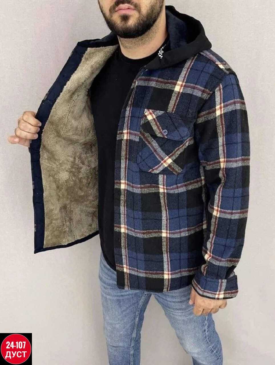 рубашка на меху с капюшоном,куртка для мужчин на флисе в клетку,рубашка утепленная на меху зимняя в клетку,толстовка рубашка теплая арт. 11599010,рубашка с капюшоном