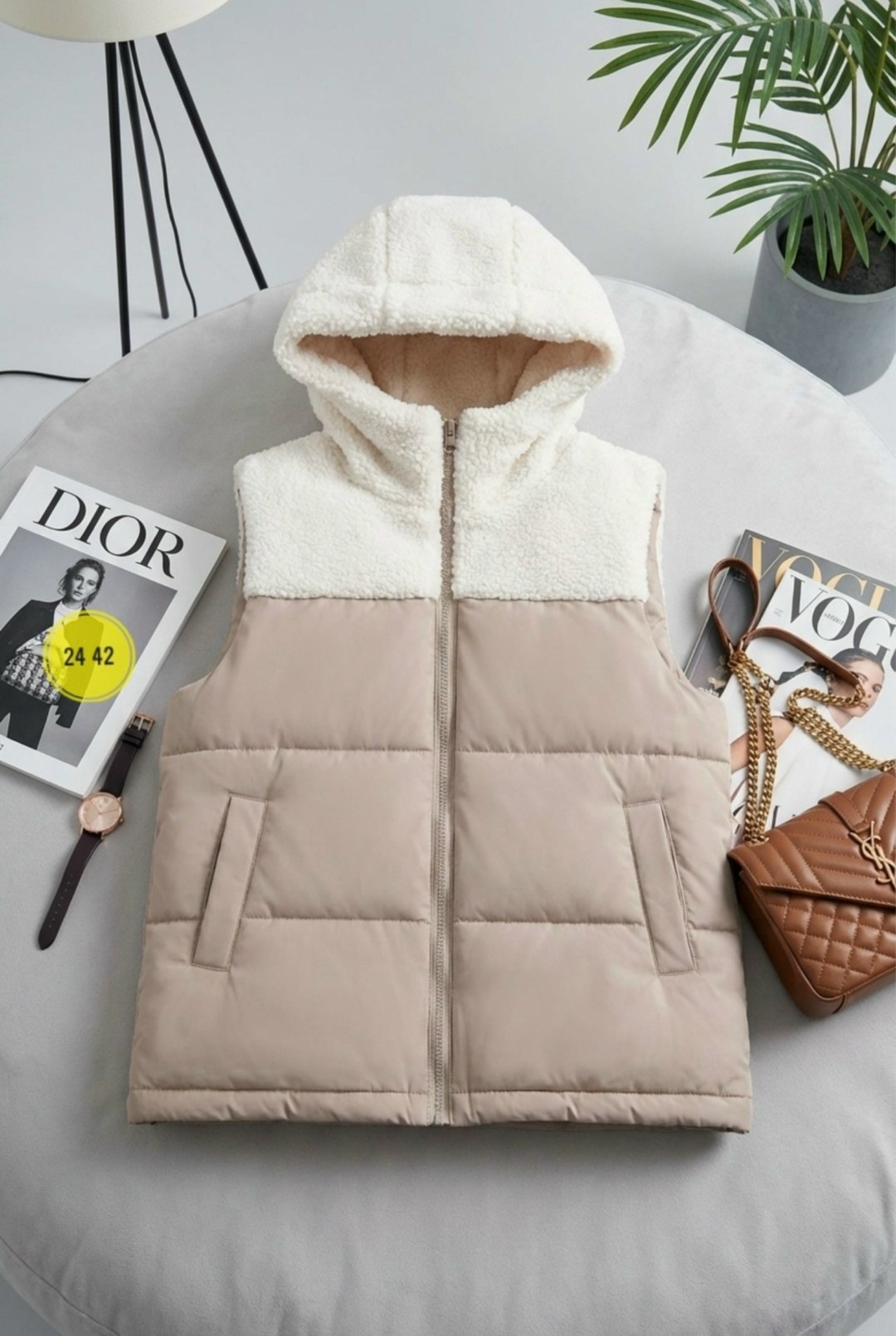 жилетка женская,двухсторонняя жилетка женская,теплый жилет,жилет женский,жилетка с капюшоном