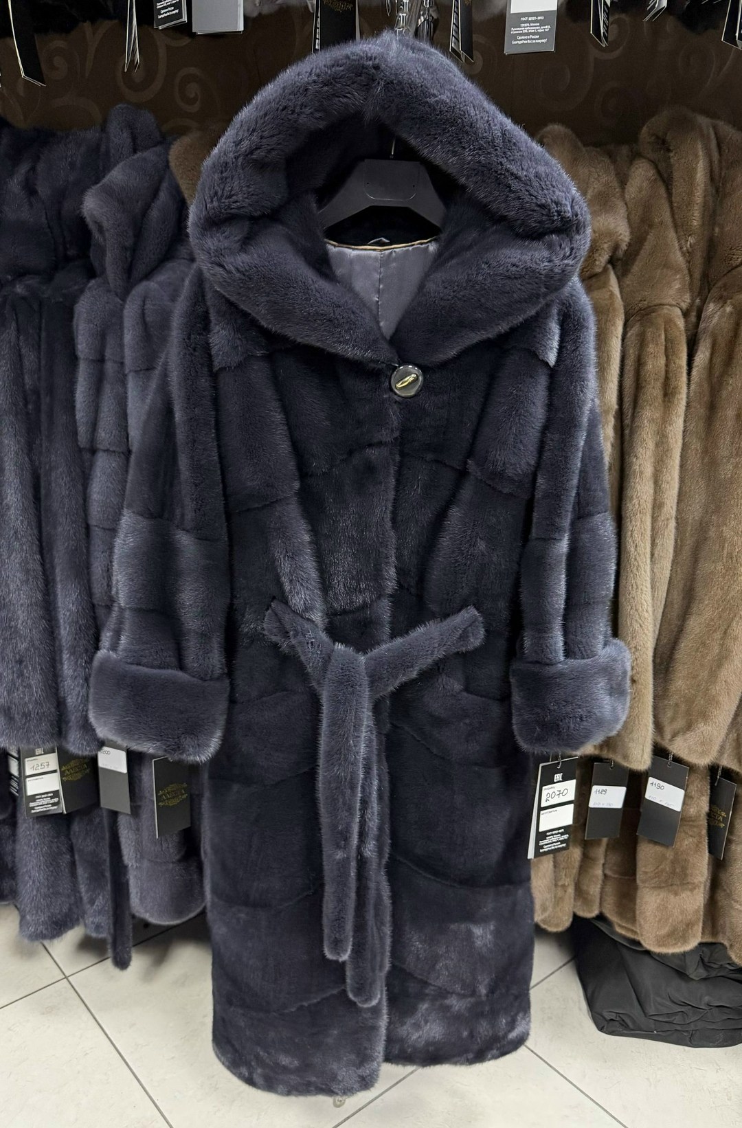 шуба норковая,шуба bffur из натурального меха норки,норковая шуба с поясом и капюшоном,норковая шуба с поясом,шуба халат с поясом из меха рекса