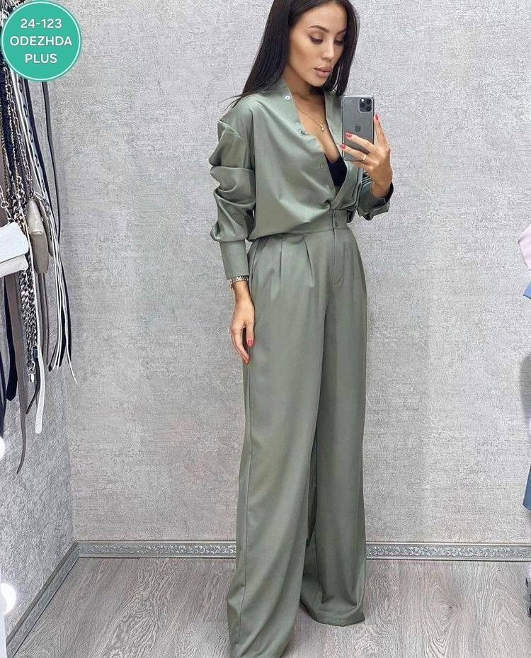 брючный костюм,брючный костюм женский 2026,свободный брючный костюм из креп костюмки,женский костюм с брюками,брючный костюм женский